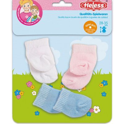 Chaussettes de poupée, petites, 3 paires, taille 28 à 35 cm
