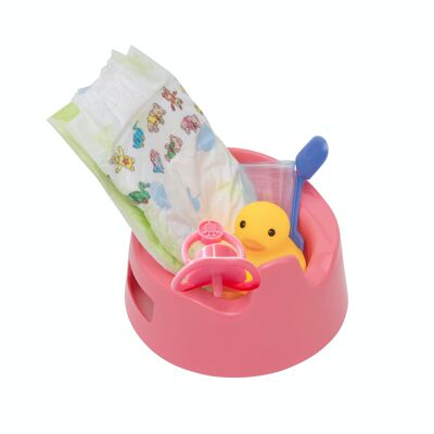 Pot de chambre pour poupée avec accessoires, Ø 15 cm - Fabriqué en Allemagne