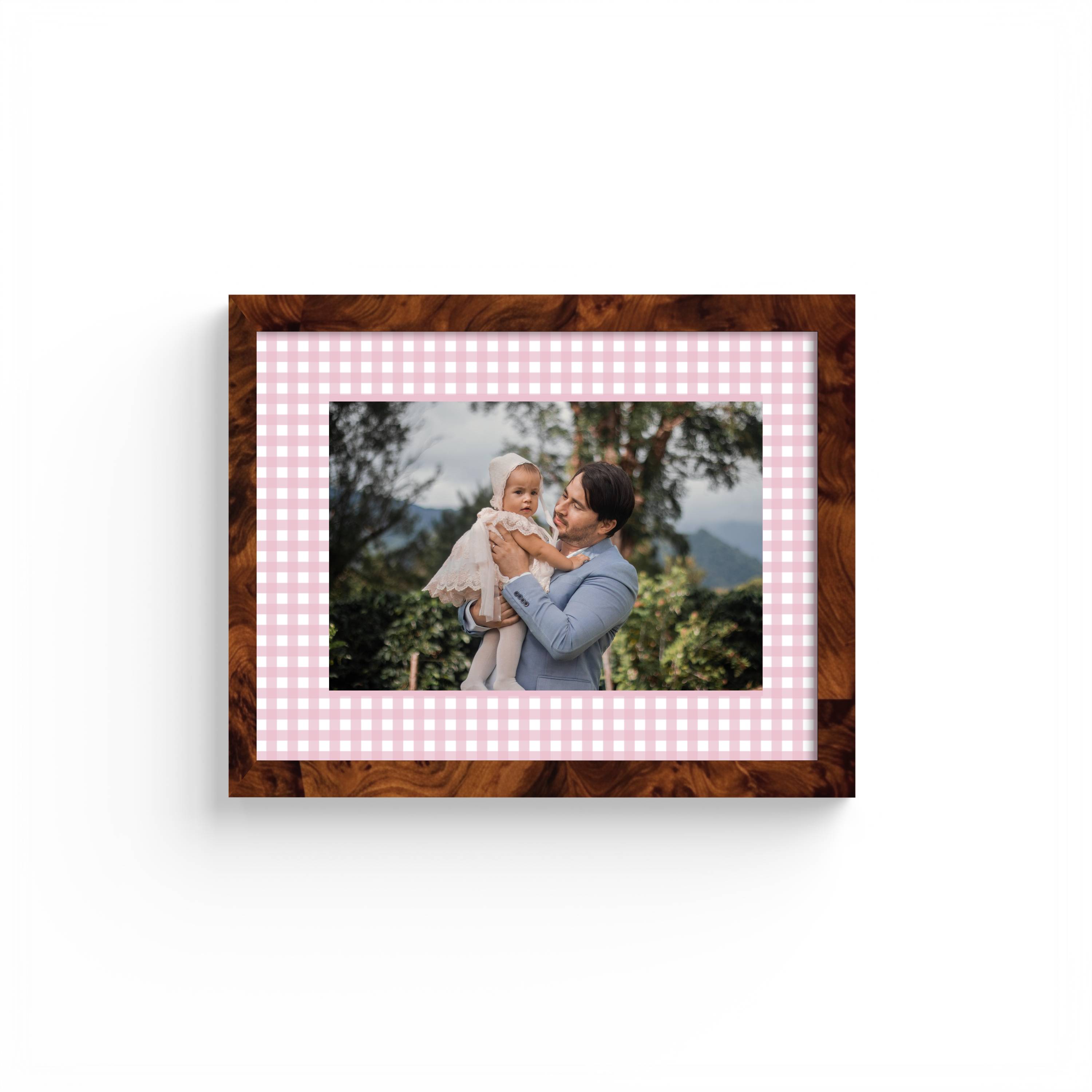 Tapete fotográfico de cuadros vichy rosas - Apertura horizontal
