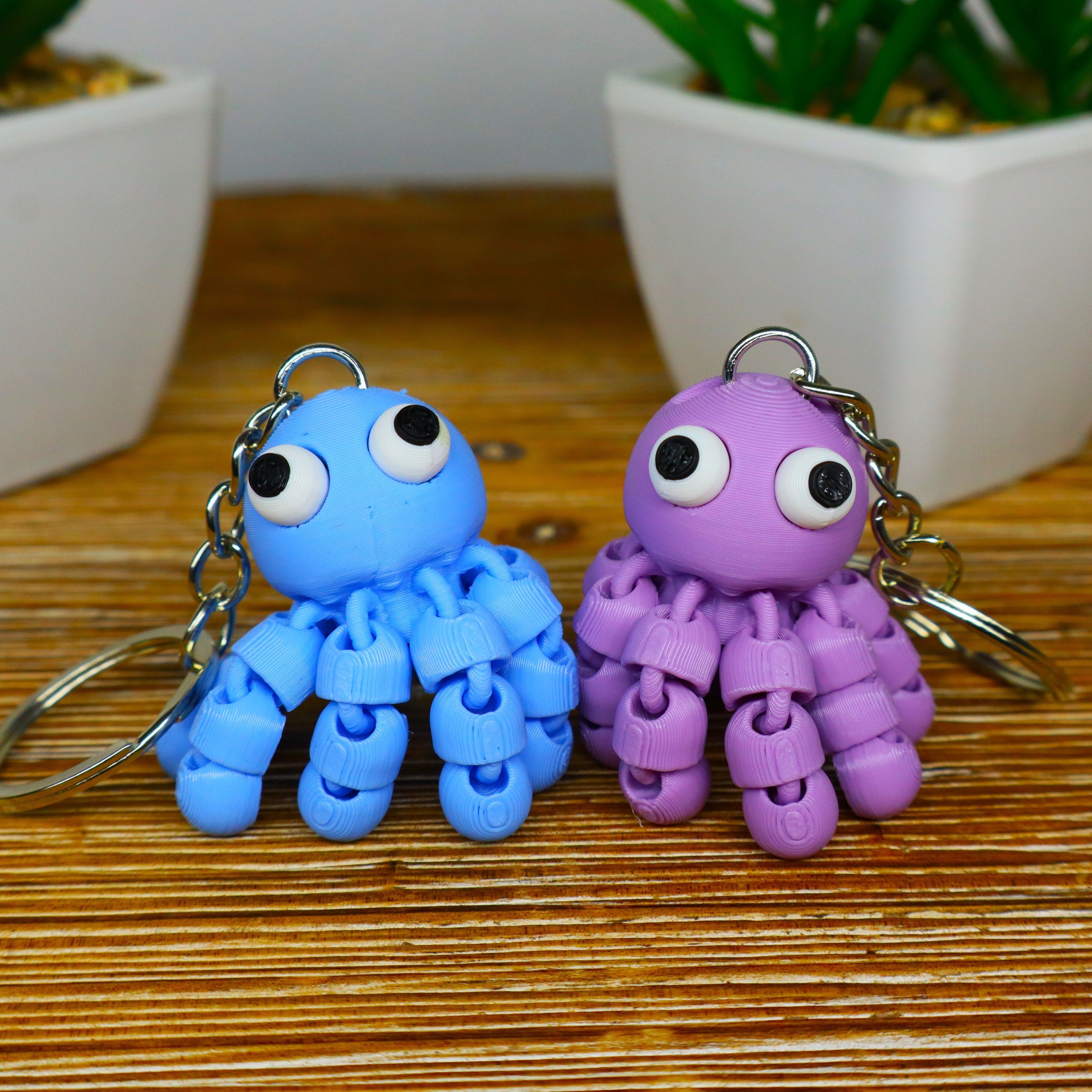 Articulated Octopus Keychain, Cute Octopus Keyring, Fidget Sea Animal Key Holder, Fun Ocean Gift, Kawaii Backpack Charm