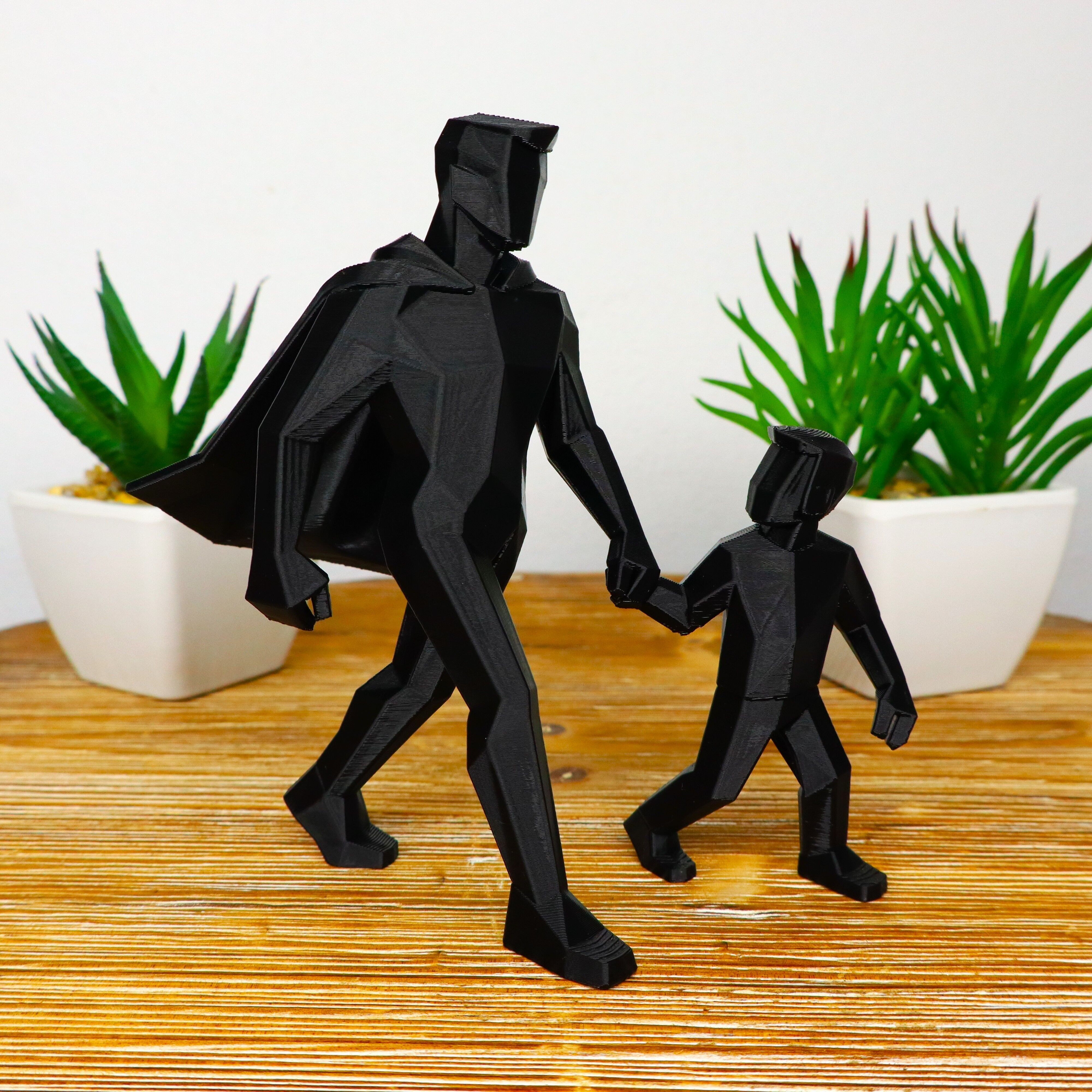 Super Dad and Child Sculpture, Hero Father Figurine, Geometric Family Art, Emotional Home Decor, Super Hero Father’s Day Gift Idea