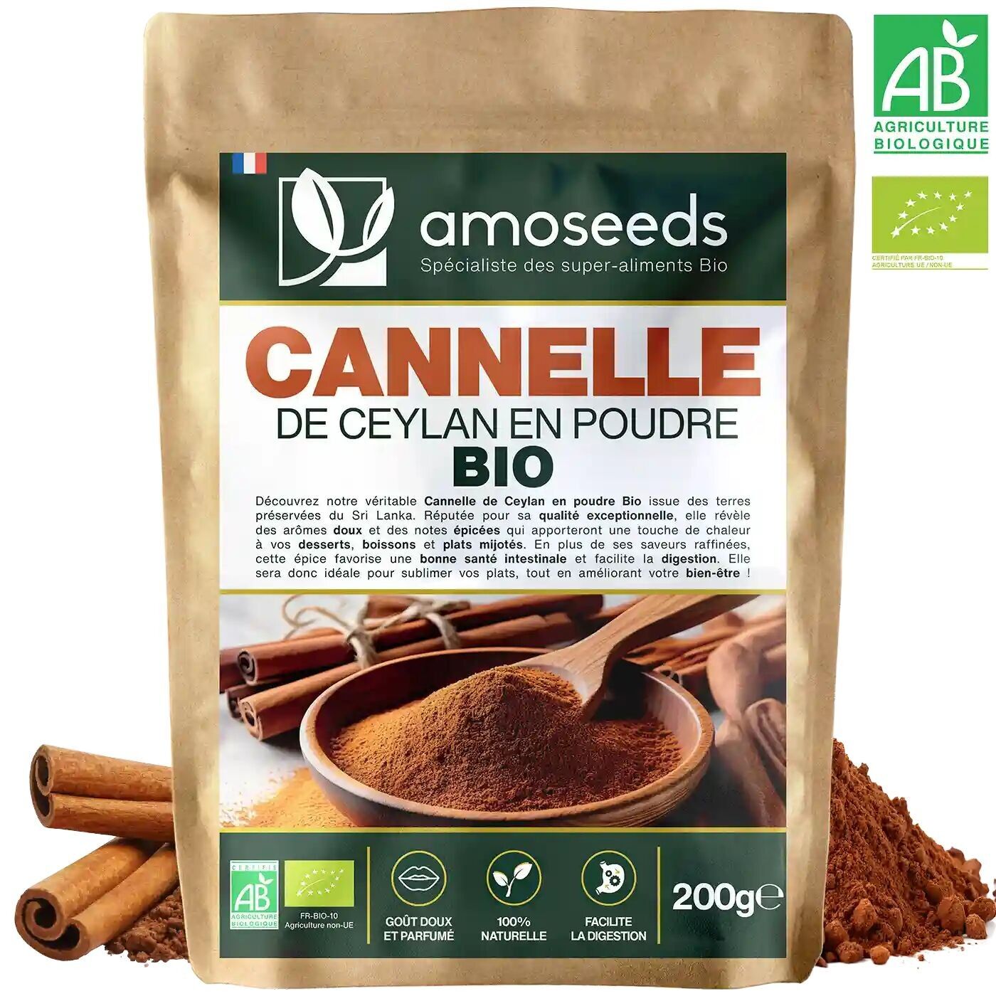 Cannelle de Ceylan en poudre Bio 200G