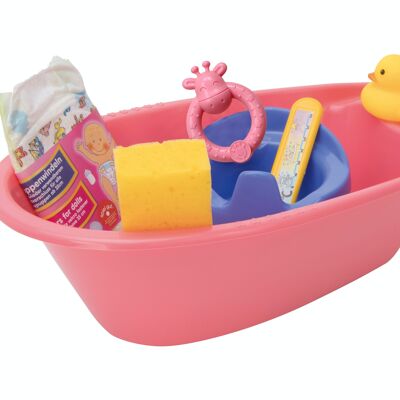 Doll bath set with lots of accessories, 40.5 x 23 x 13 cm - Made in Germany