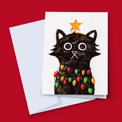 CARTE DE NOL CHAT ILLUMINANT
