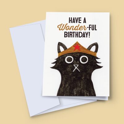Wonder cat birthday card