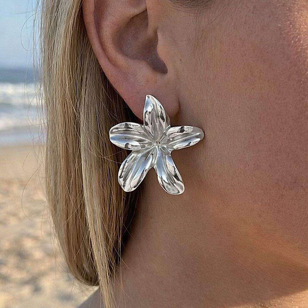 Stainless steel flower earrings