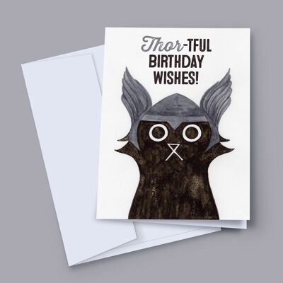 Thor cat birthday card