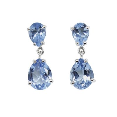 Petites boucles d'oreilles avec topaze bleue