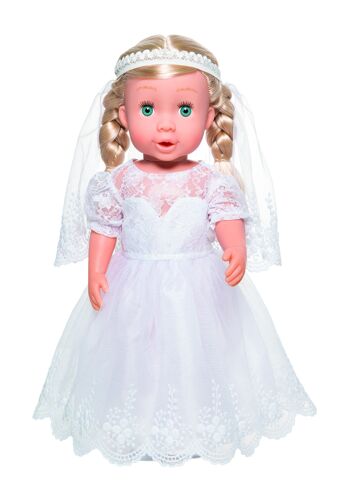Robe de mariée de poupée "Sissi" avec voile, taille. 28 à 35 cm 2