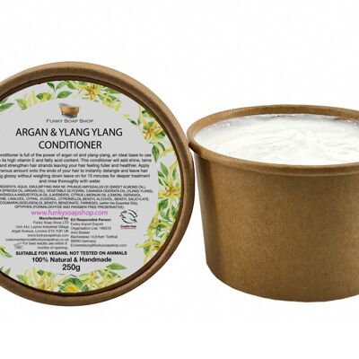 Balsamo per capelli con olio di argan e ylang ylang, barattolo di carta kraft da 250 ml, senza plastica
