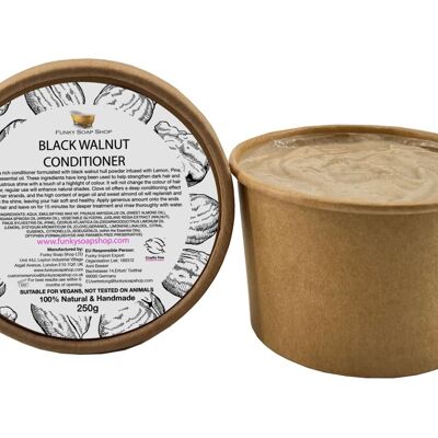 Acondicionador de nuez negra para cabello negro / castaño, tina Kraft de 250 ml, sin plástico