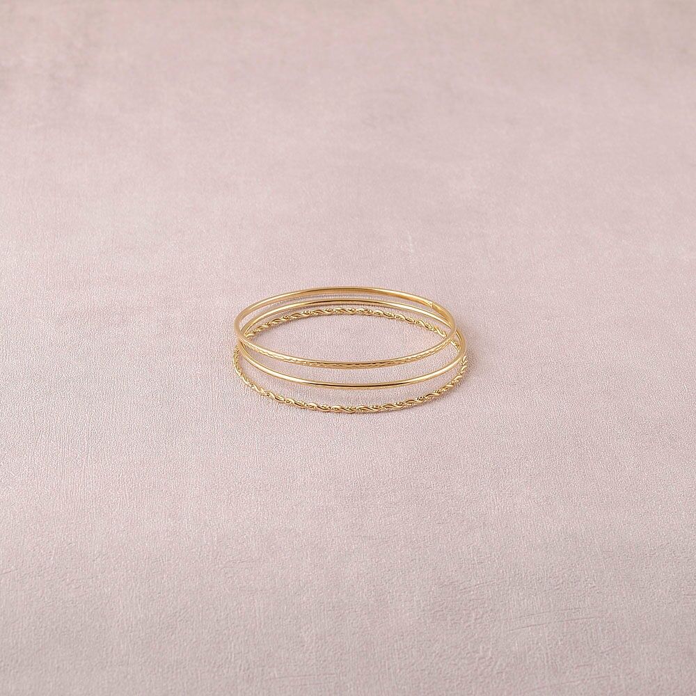 Lot de 3 joncs fins - lisse, torsadé et croco