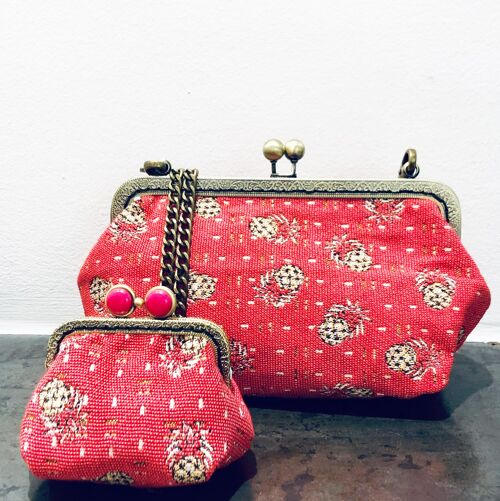 POCHETTE+PORTE MONNAIE "Ananas"