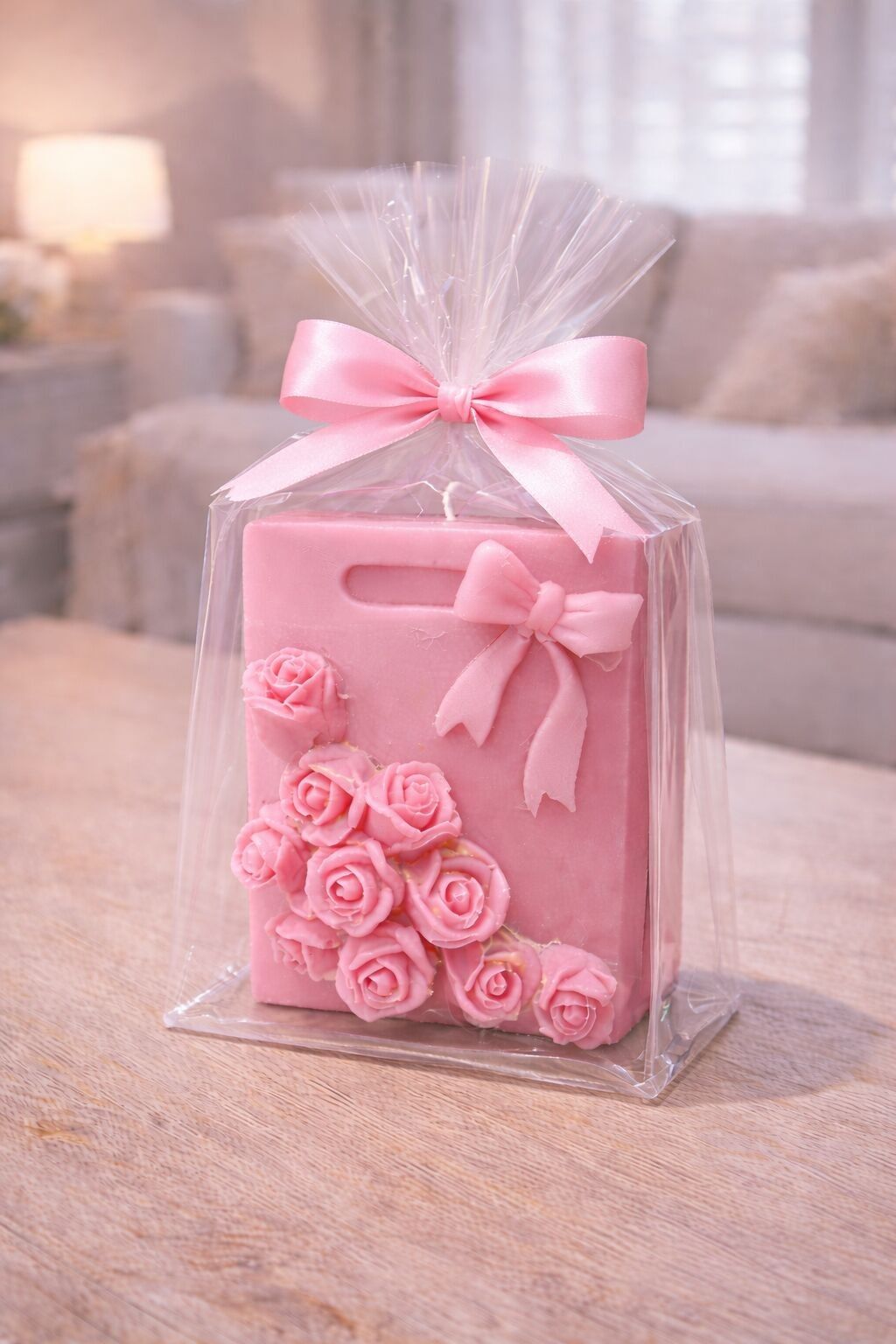Bougie-sac à Fleur- Parfumé Rose