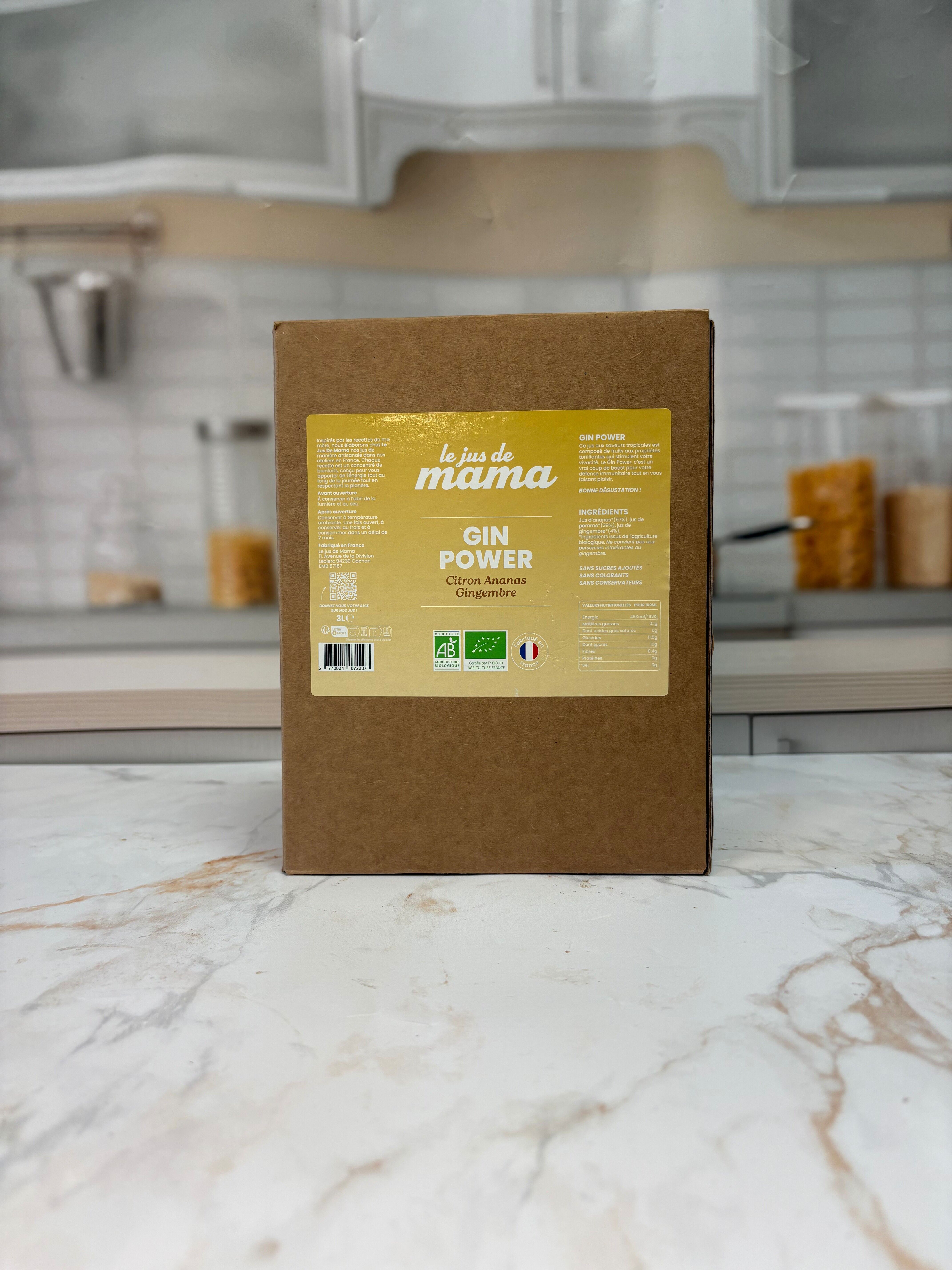 Organic Ginger Pineapple Apple Juice - GIN POWER 3L bag-in-box