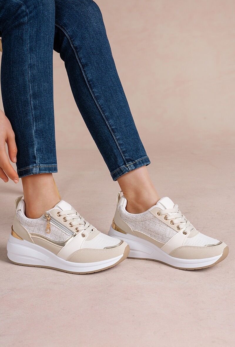 City-Sneaker mit goldenem Reißverschluss und Mesh