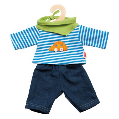 Doll jeans with stripe shirt, small, size 28-35 cm