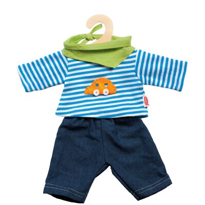 Doll jeans with stripe shirt, small, size 28-35 cm