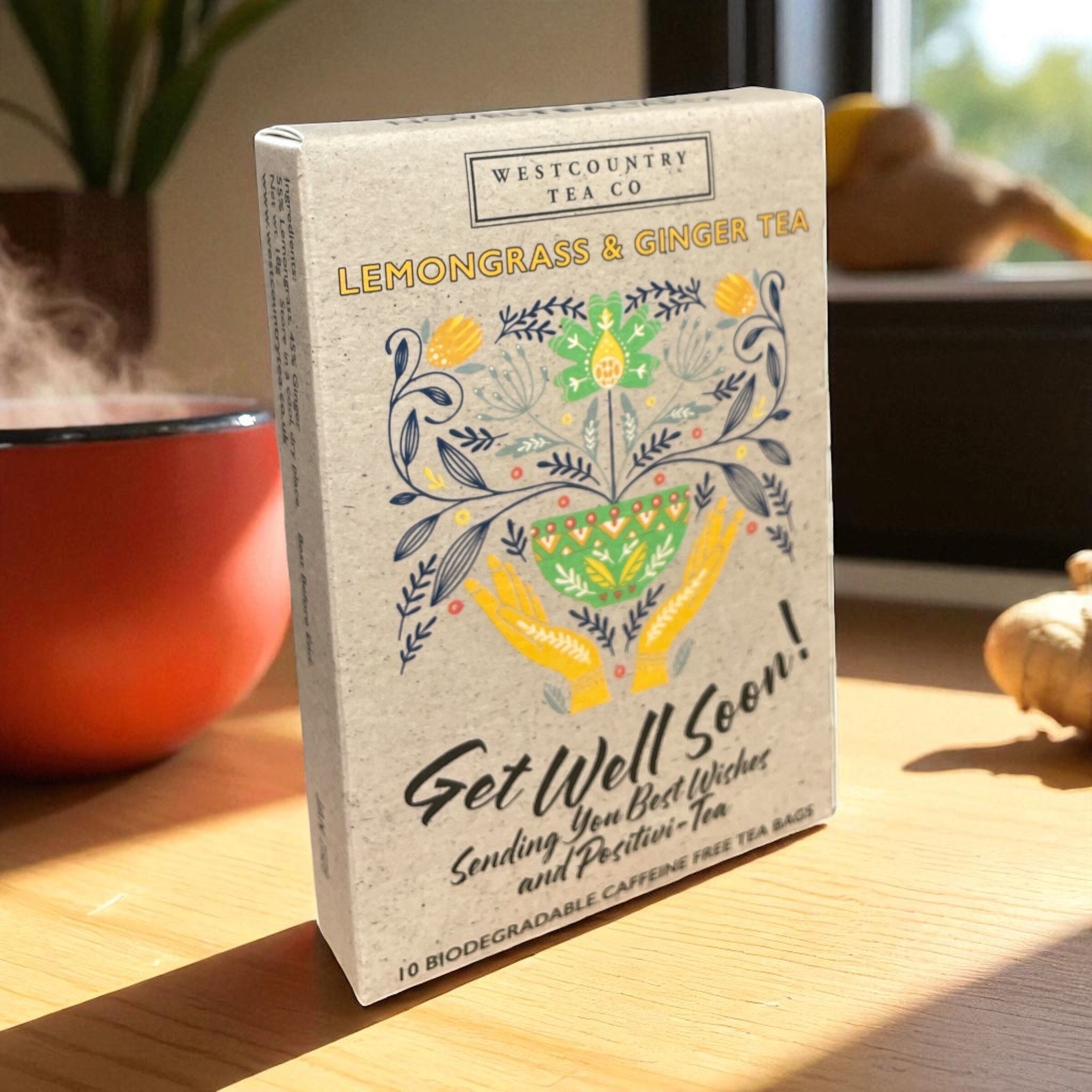 Lemongrass and Ginger Tea Get Well Soon novelTEAcard
