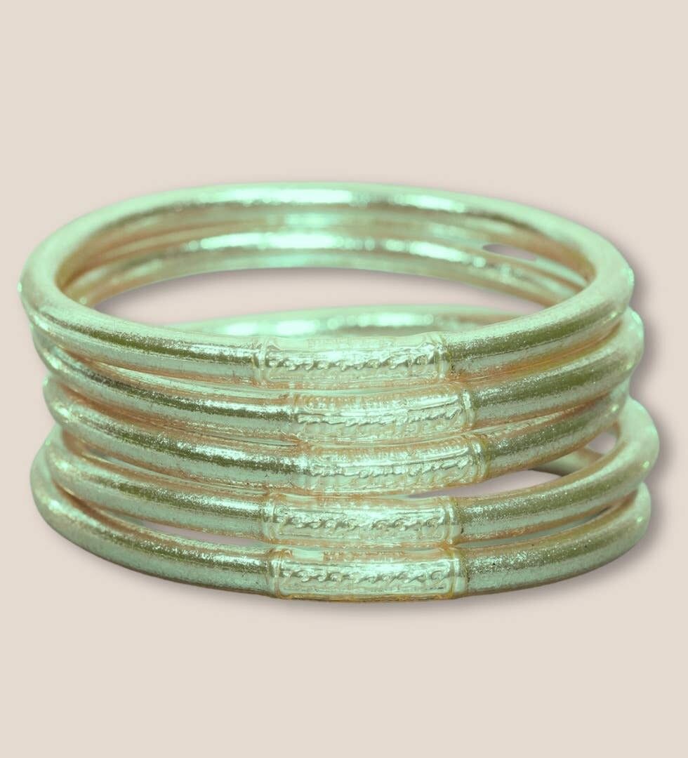 Buddhistisches Armband (5 mm), symbolisches Pastellgrün
