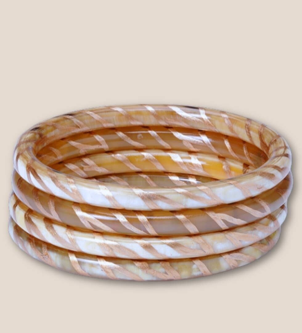 Recycelter Hornarmreif 6 mm Zebra Champagner 02