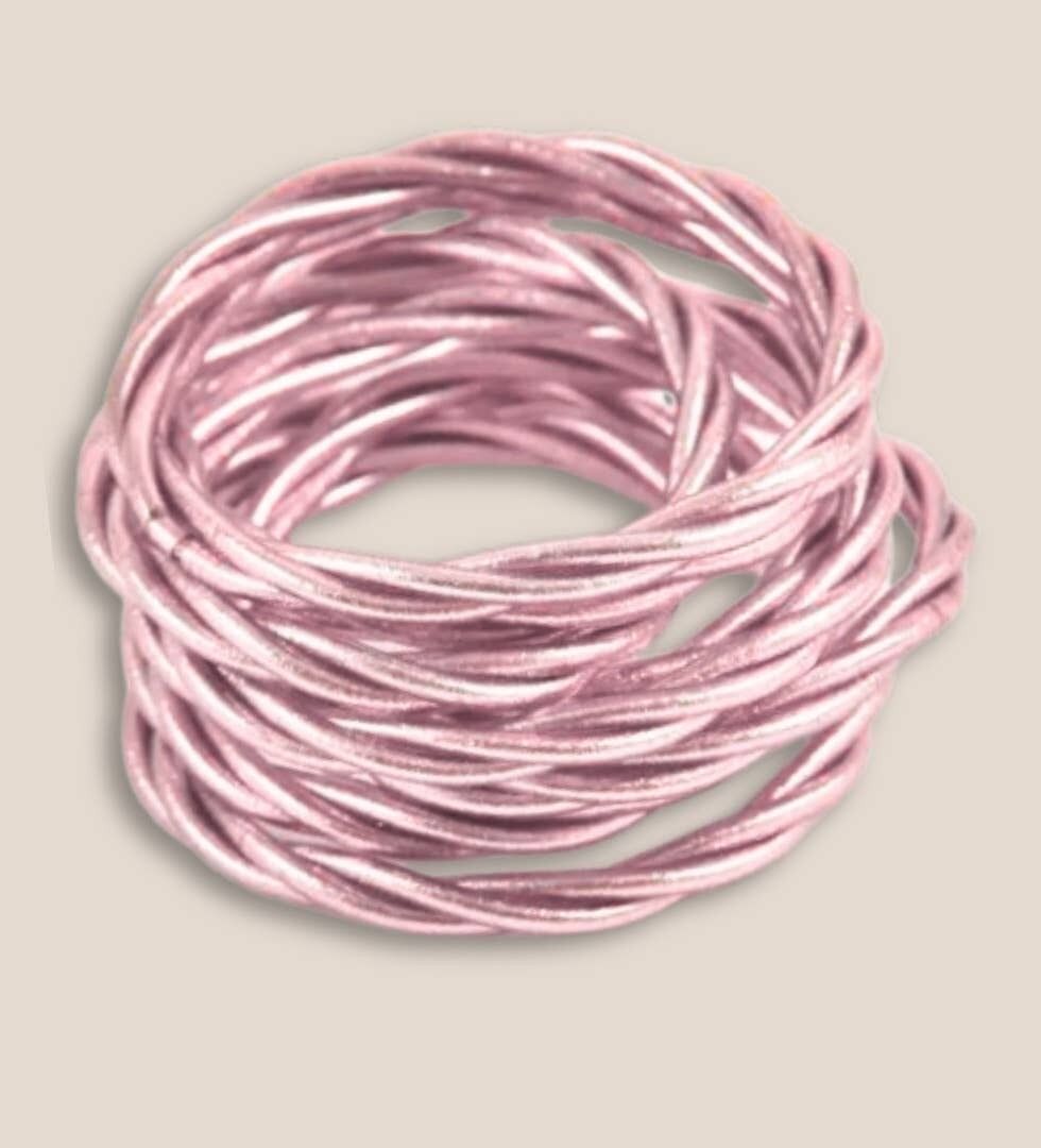 Jonc bouddhiste twist fin rose pastel