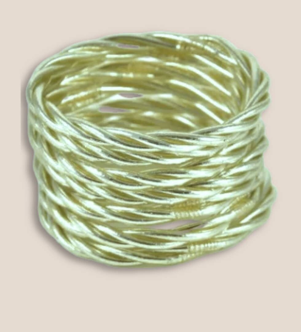 Jonc bouddhiste twist fin vert pastel
