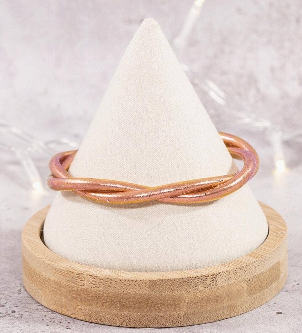 Buddhistischer Mantra-Ring mit gedrehter Drehung CHAMPAGNER