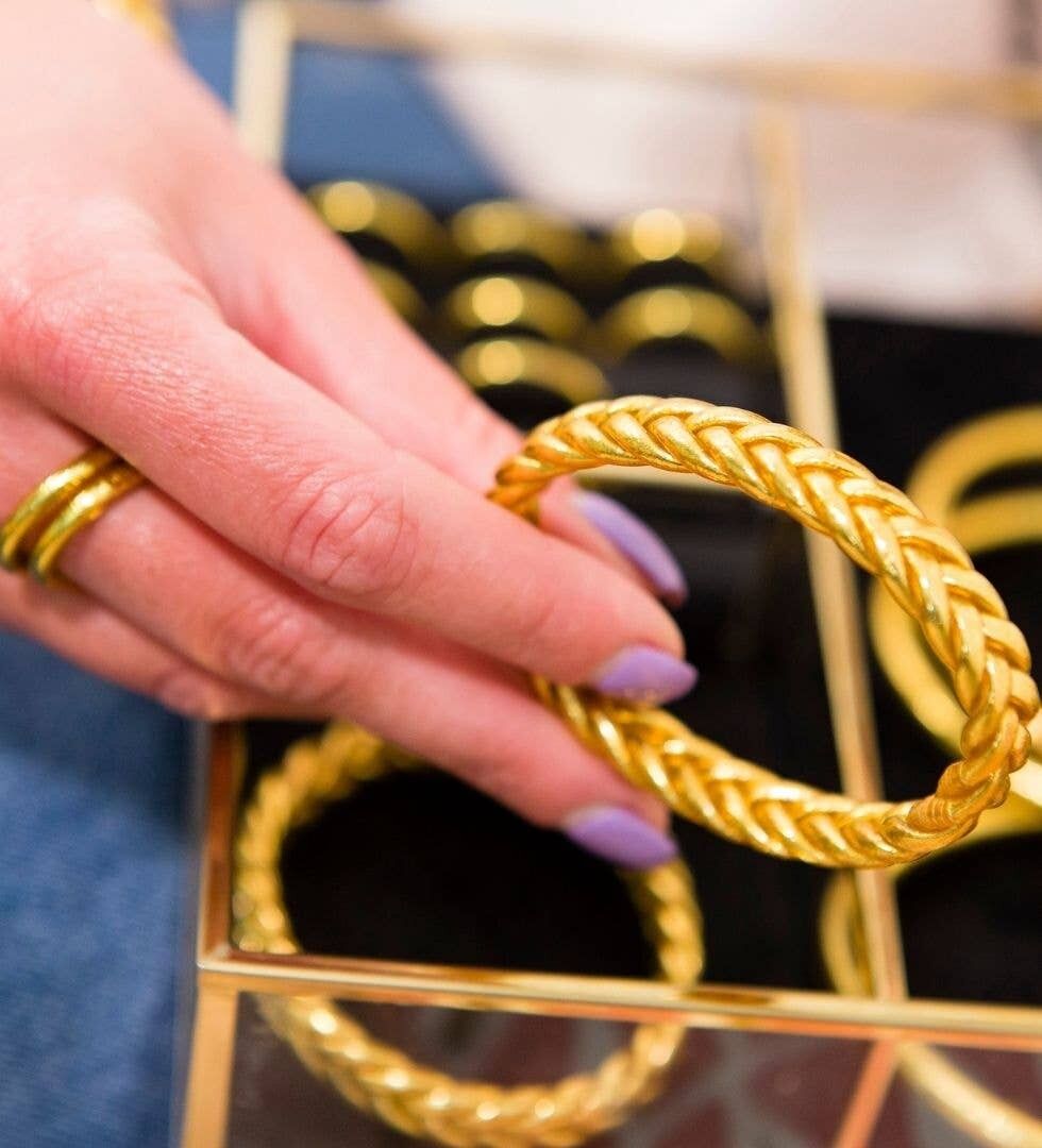 Jonc Bouddhiste Traditionnel Tresse Dore