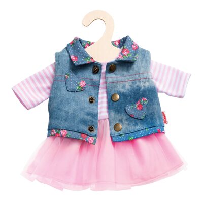 Doll tulle dress with denim vest, small, size. 28-35 cm