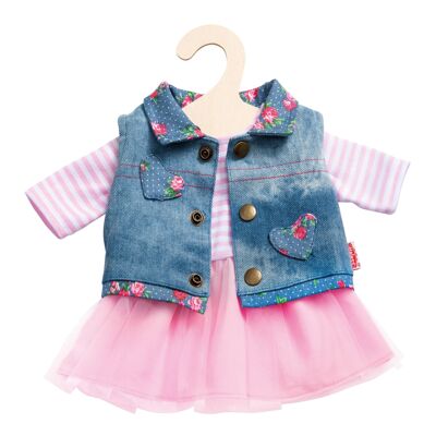 Doll tulle dress with denim vest, small, size. 28-35 cm