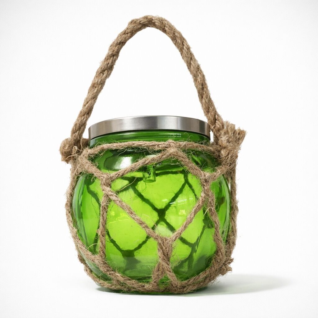 Elegant glass solar lanterns wrapped in rope