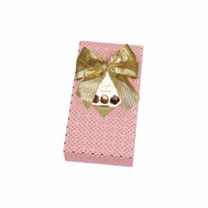 Hamlet – Boîte cadeau rose avec nœud – Assortiment de chocolats belges blanc, lait et noir – 125 g