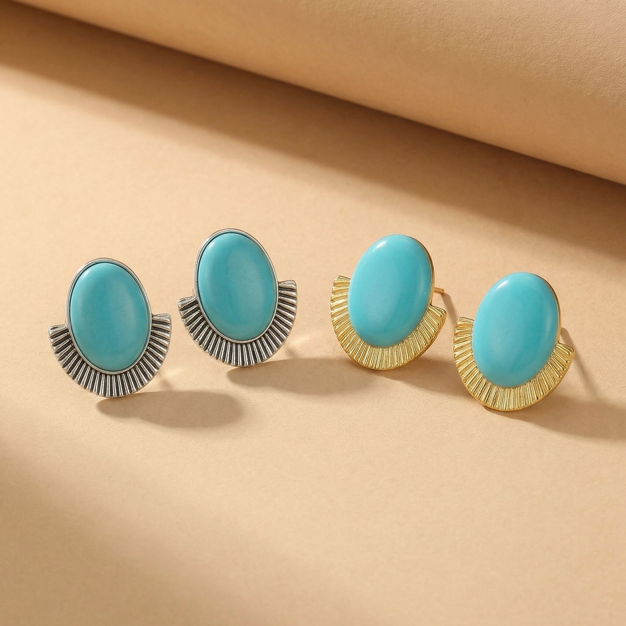 Resort Turquoise Sunburst Stud Earrings