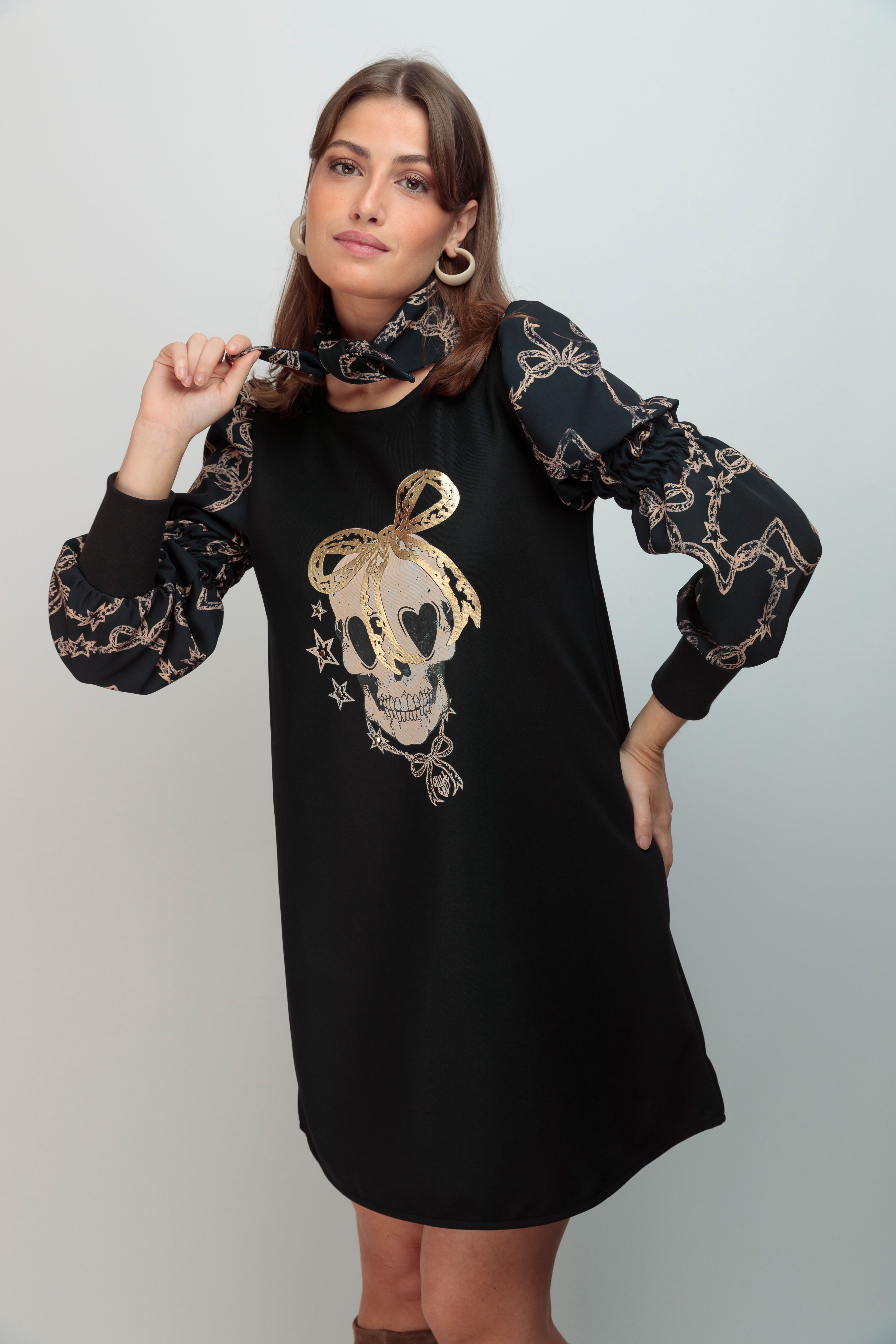 Buy wholesale Women's Dress with Long Sleeves, Skull, and Bow