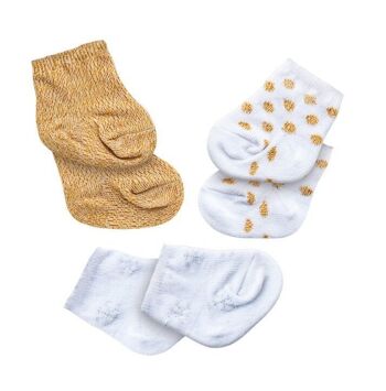 Chaussettes de poupée "paillettes", 3 paires, taille. 28 à 35 cm 2
