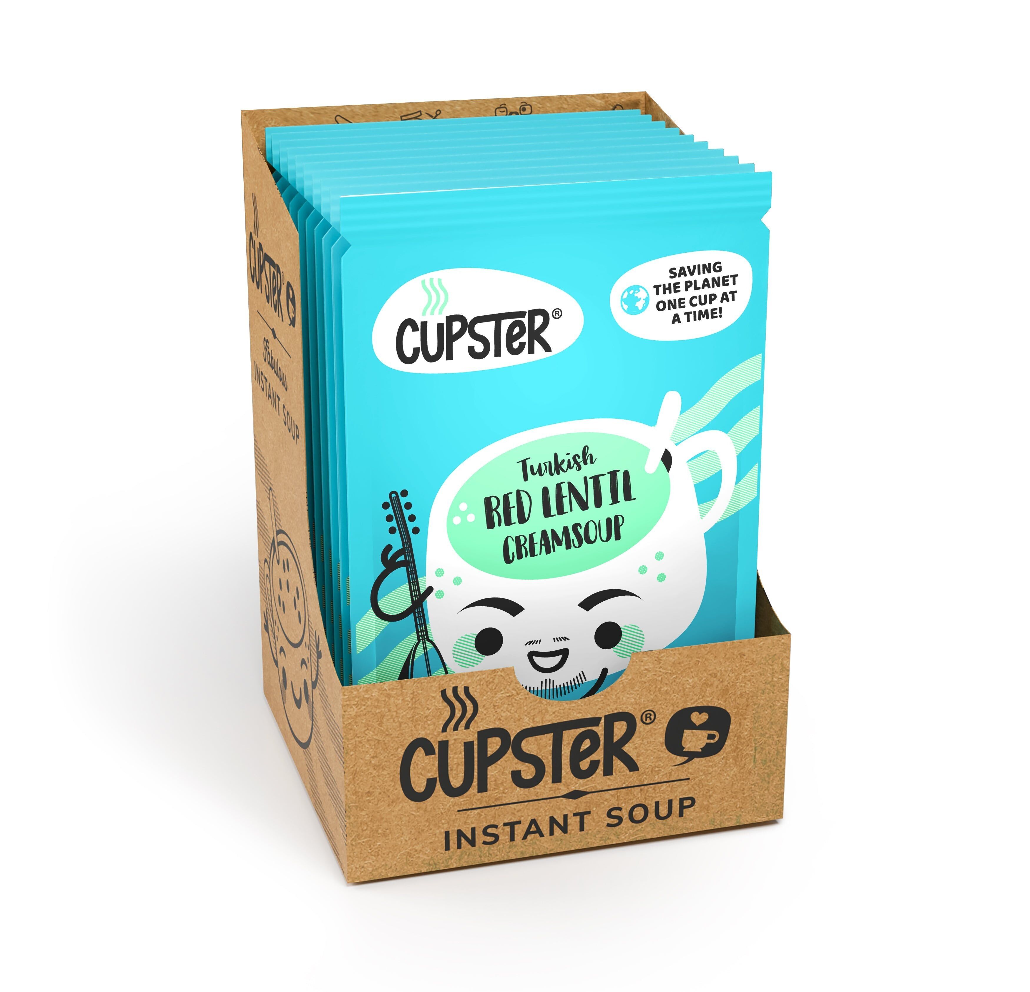 Sopa cremosa de lentejas rojas turcas instantánea Cupster, paquete de 10 (10 x 23 g)