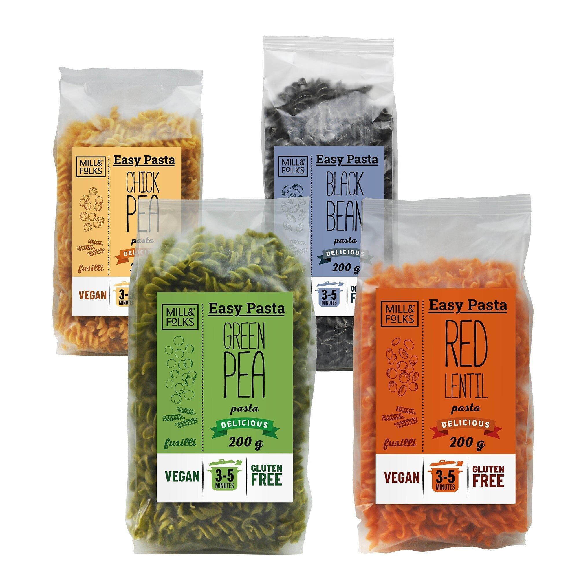 Pasta Fácil Legumbres Fusilli Variedad Pack 4x200g