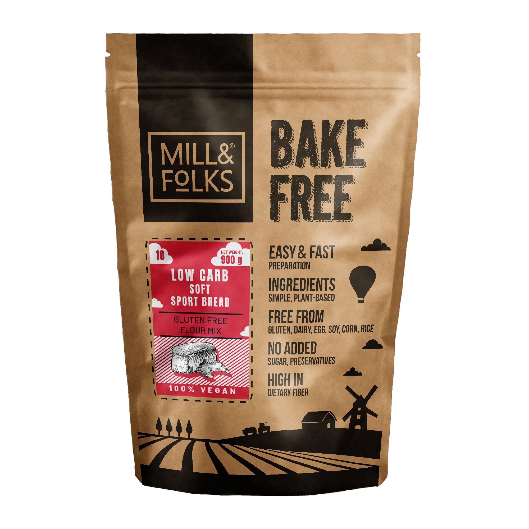 Mezcla de harina para pan deportivo suave, sin hornear, baja en carbohidratos y alta en proteínas, 900 g