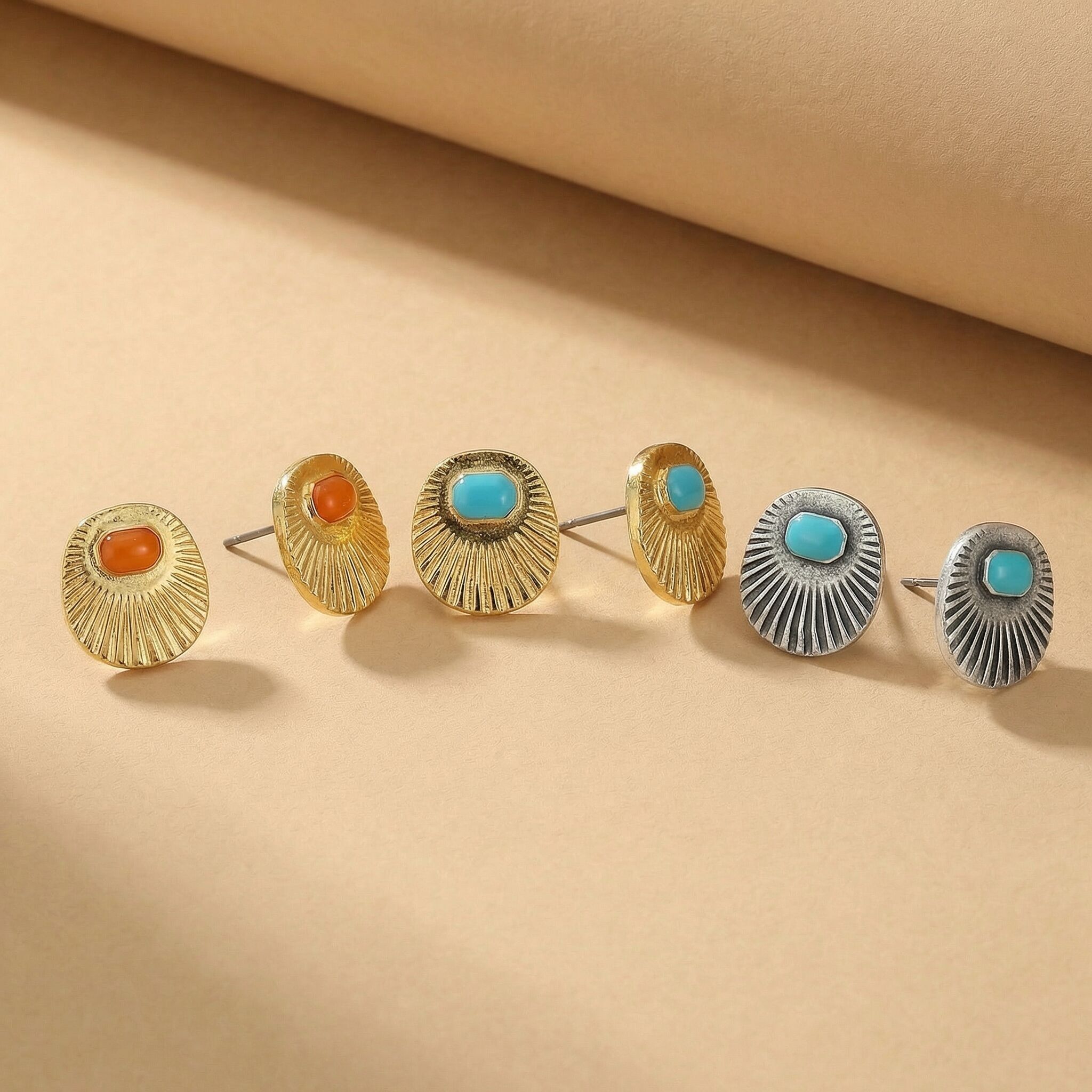 Sunburst Enamel Stud Earrings – Resort Luxe