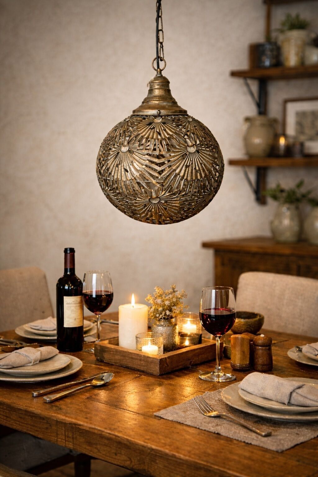 Gold PTMD fallon metal pendant lamps with openwork pattern