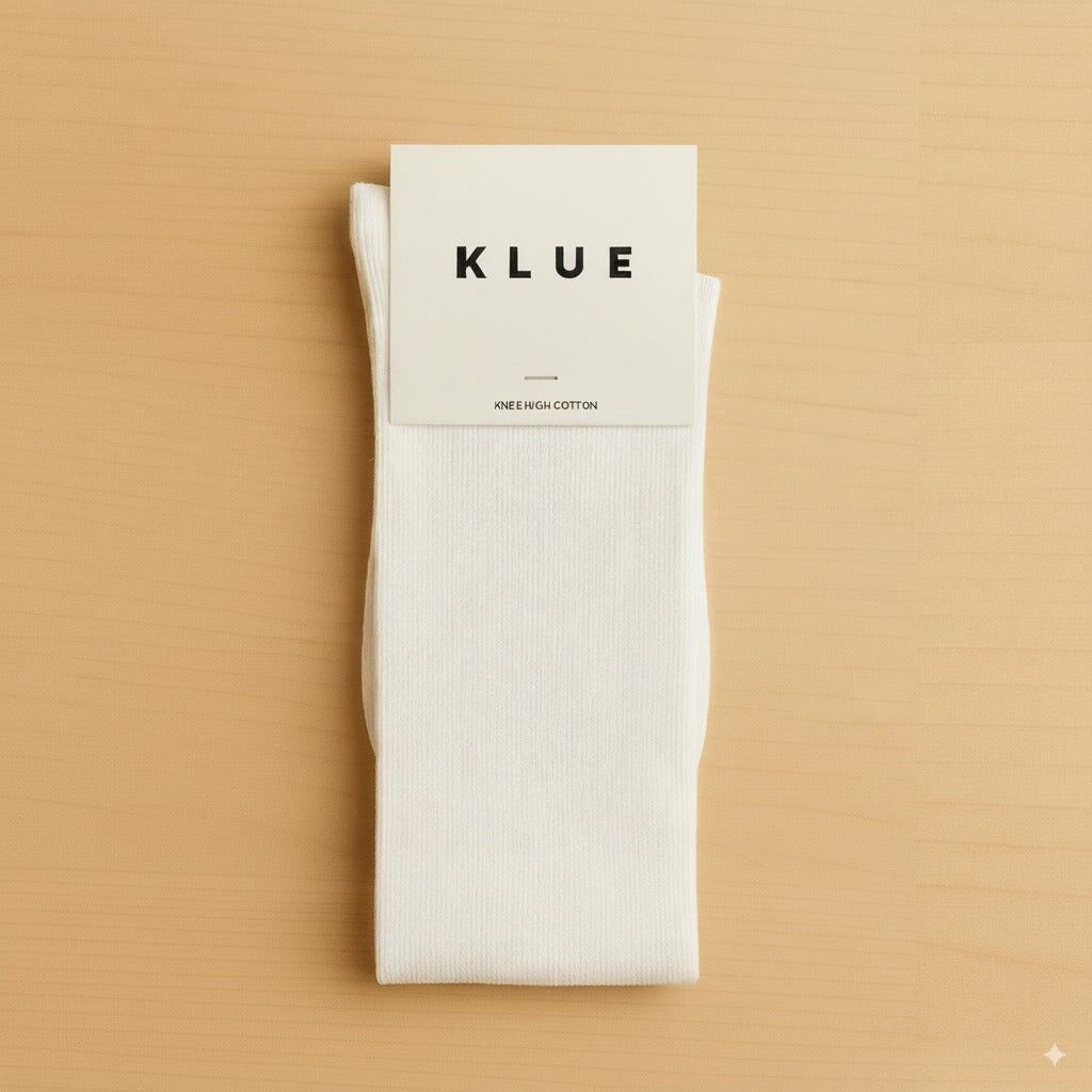 KLUE Baumwoll-Kniestrümpfe, einfarbig | WEISS