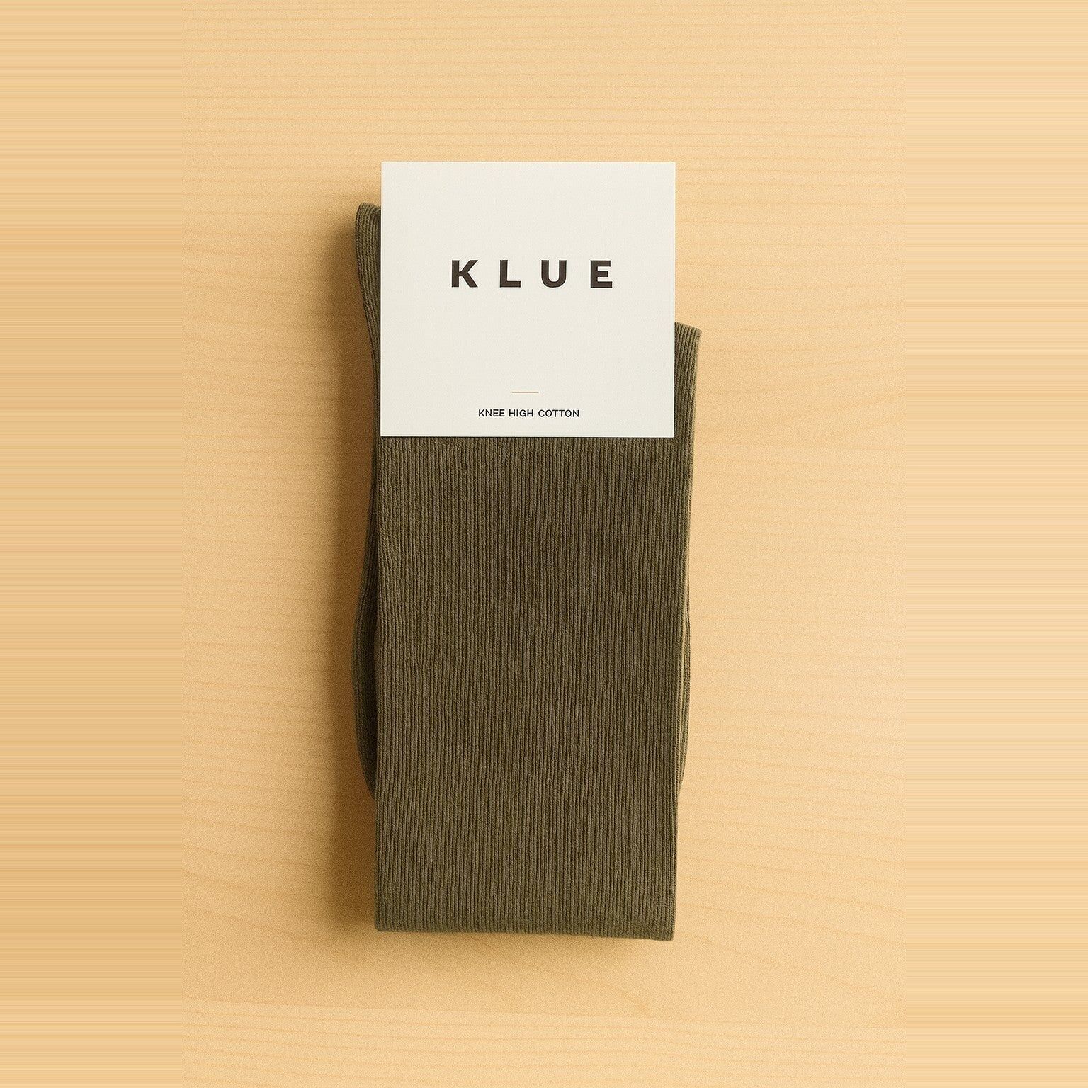 KLUE Baumwoll-Kniestrümpfe, einfarbig | Khaki