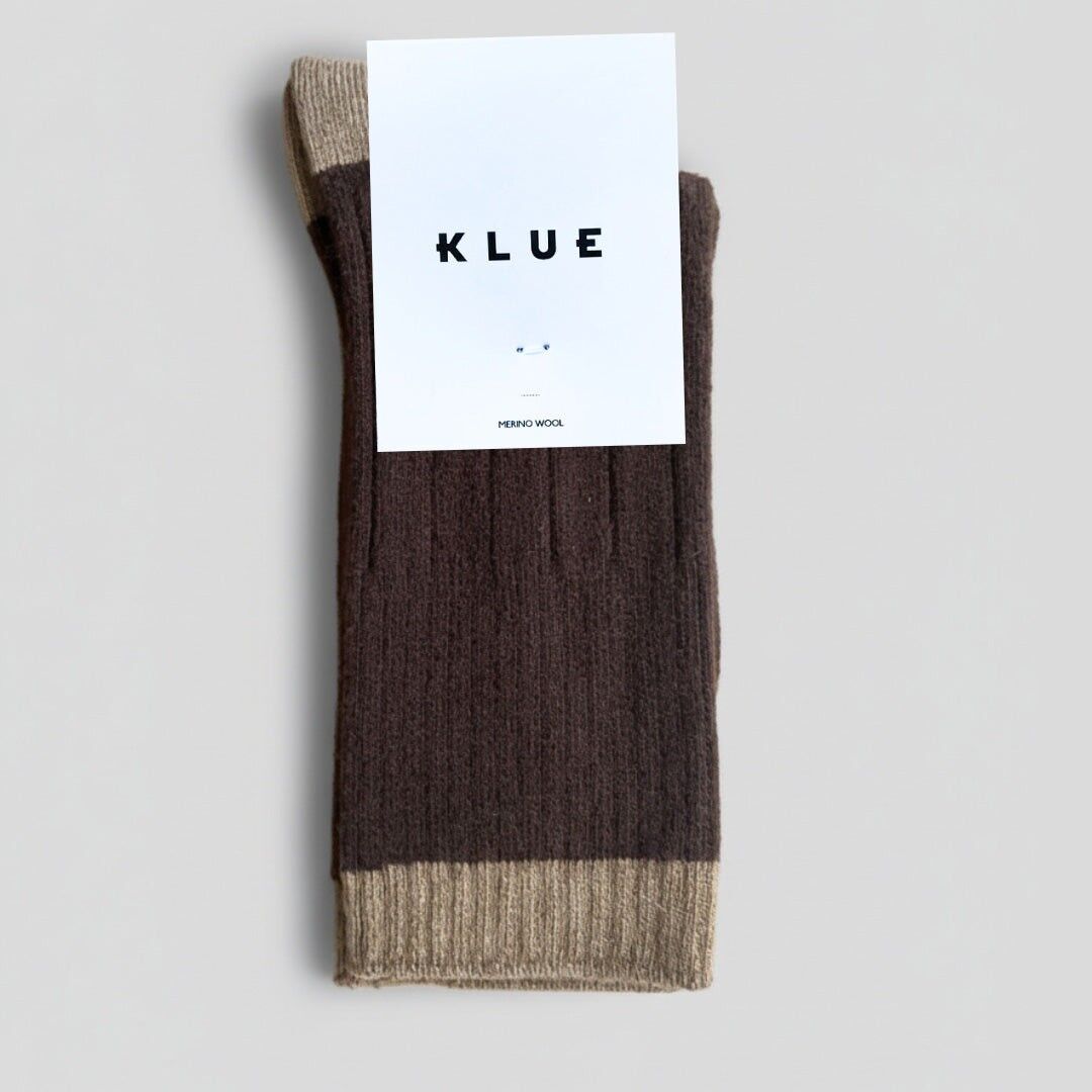 KLUE Merinowollsocken mit Bündchen | Braun und Karamell
