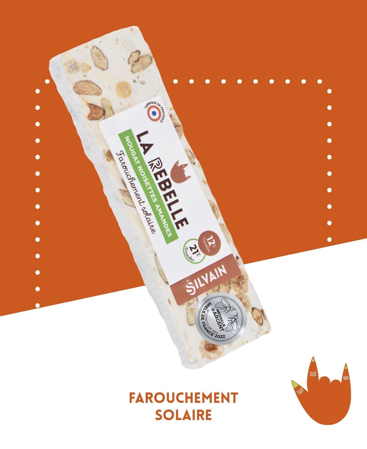 La rebelle - Nougat blanc noisette barre 100g