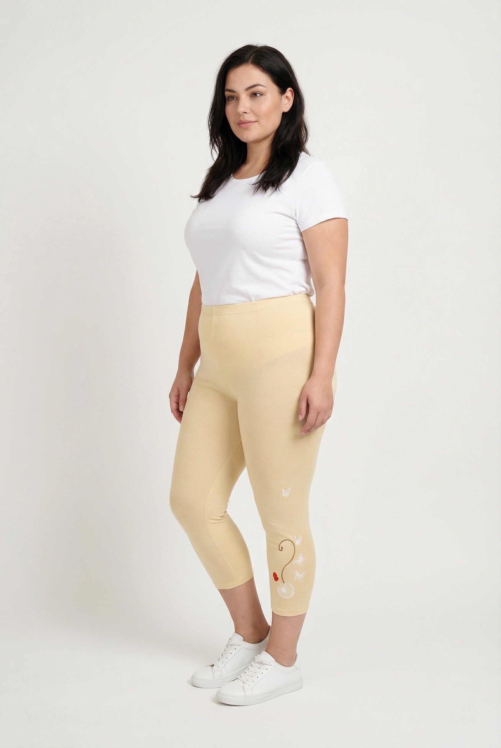 Legging grande taille broderie papillon (PB028)