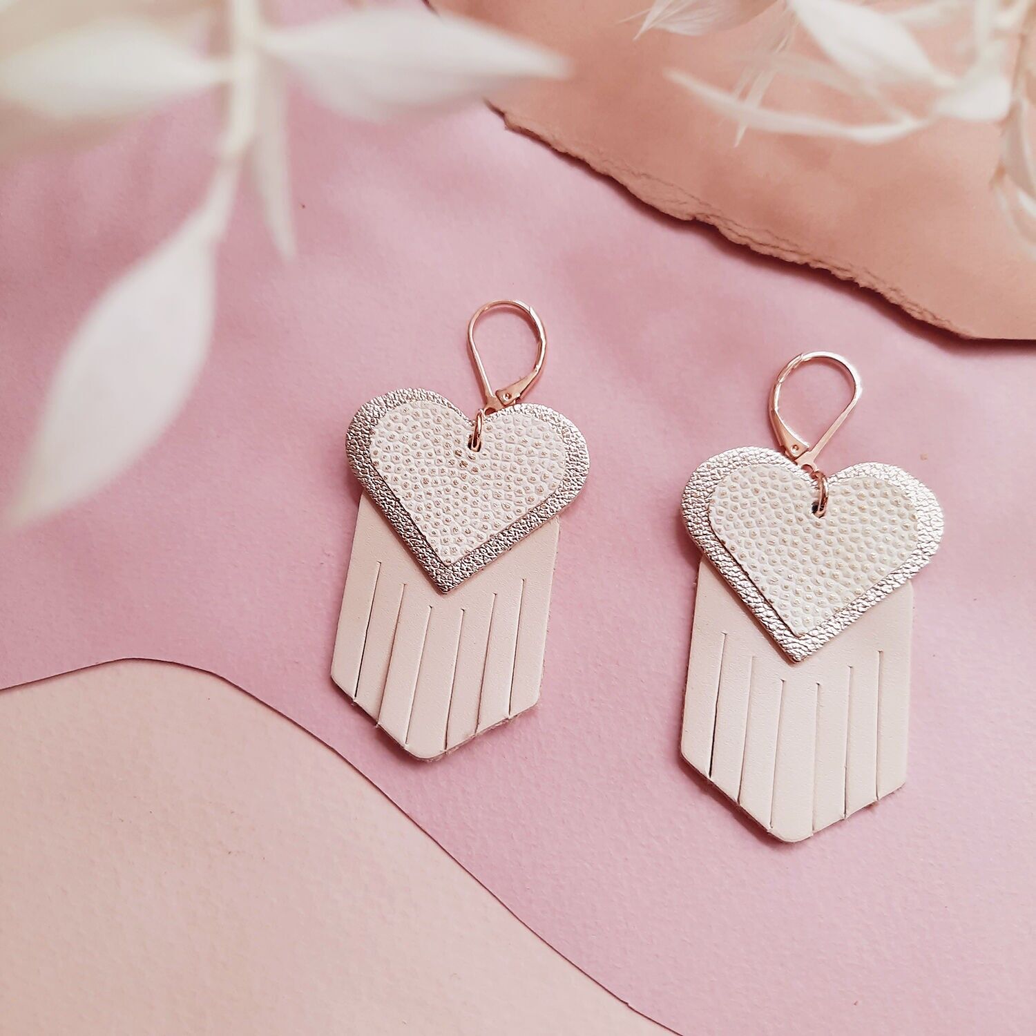 Boucles d'oreilles coeur EX-VOTO Ivoire