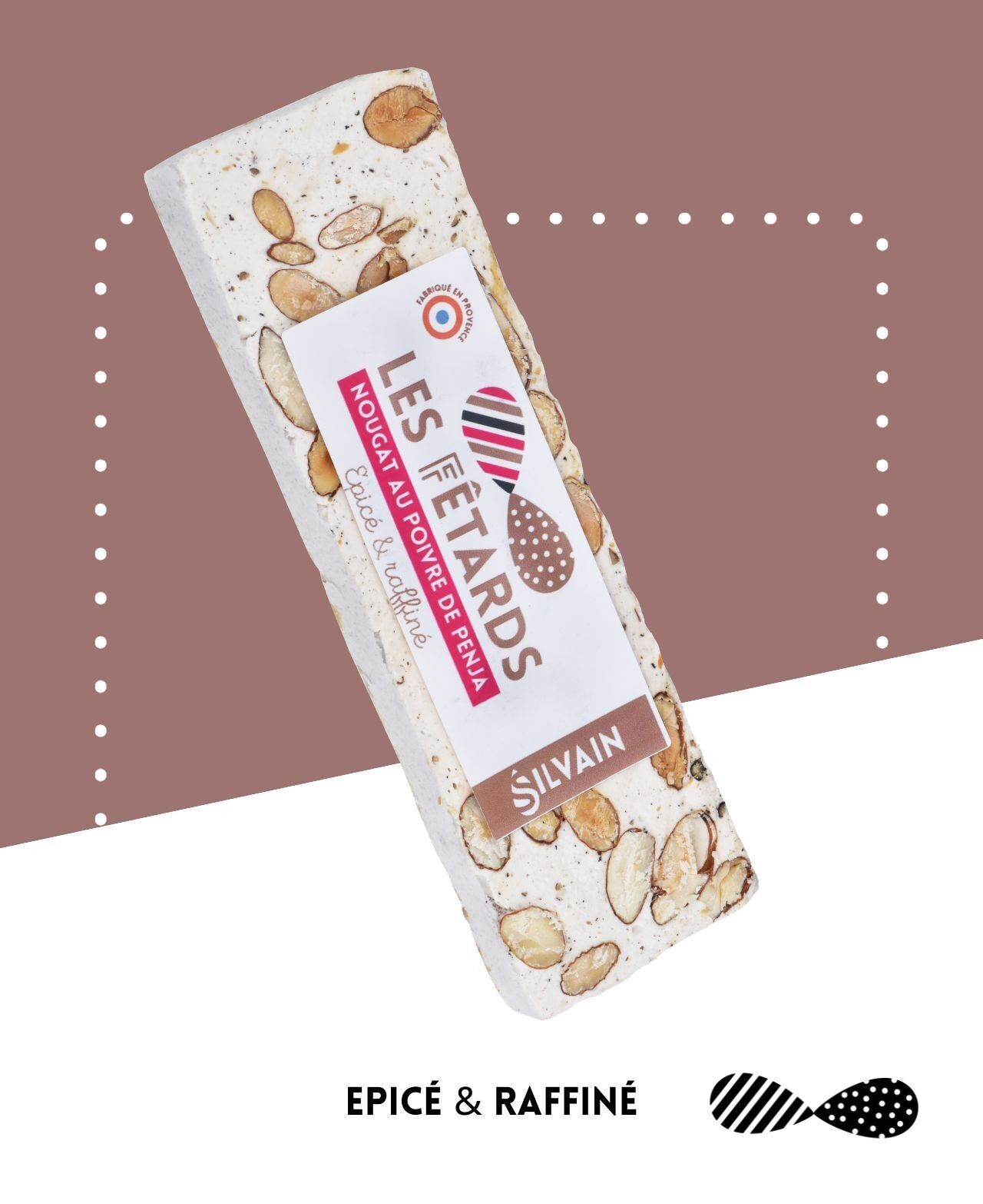 Les fêtards - Nougat blanc au poivre noir de Penja barre 100g