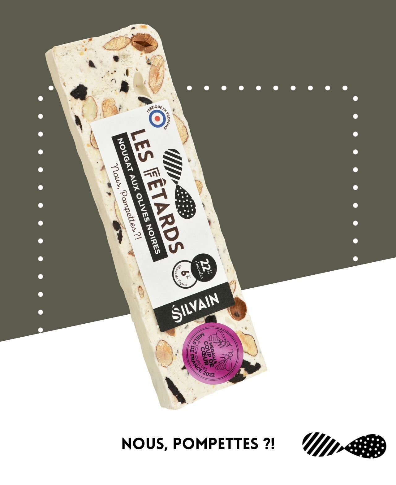 Les fêtards - Nougat aux olives noires de Nyons barre 100g