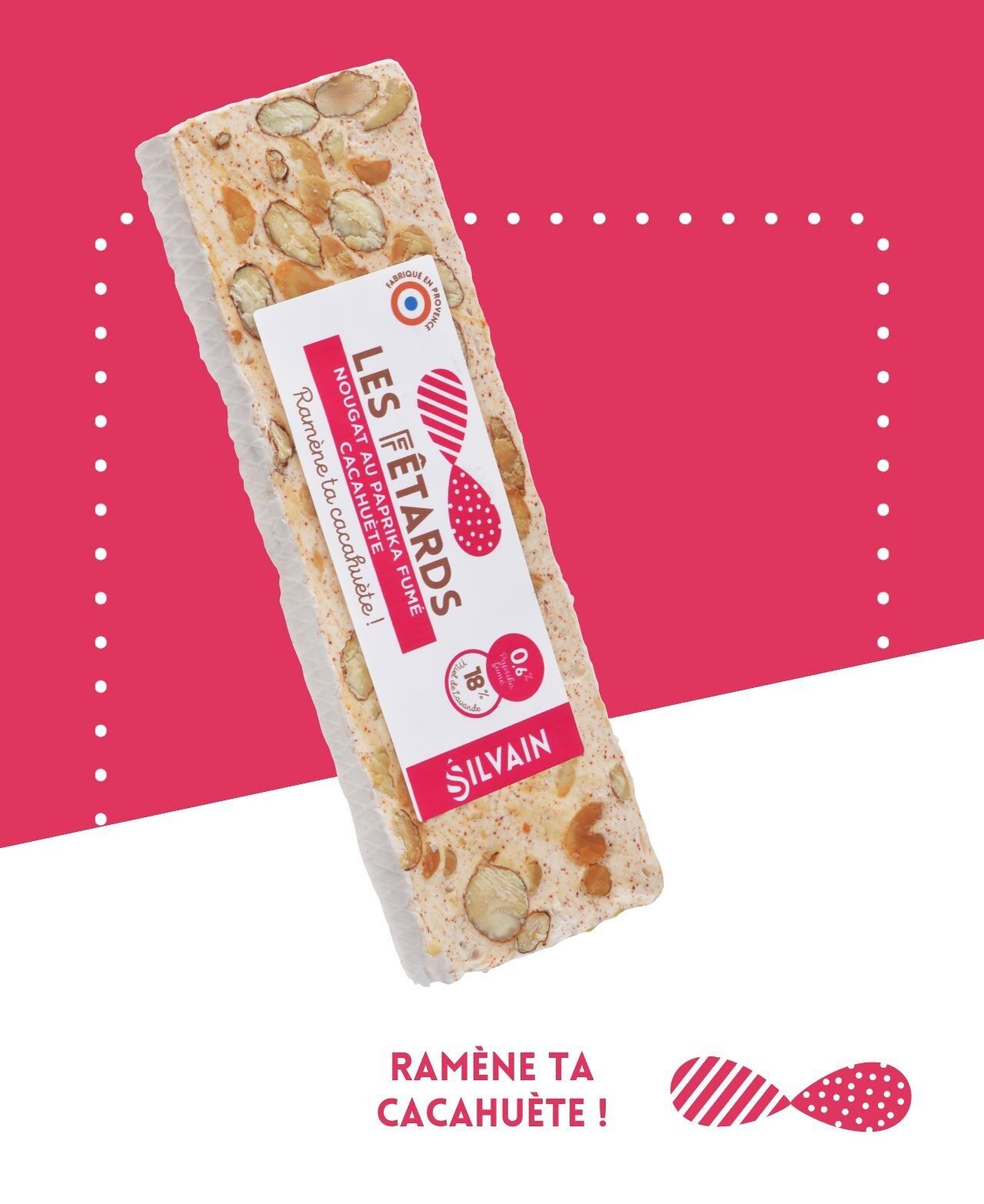 Les fêtards - Nougat blanc paprika fumé et cacahuète barre 100g